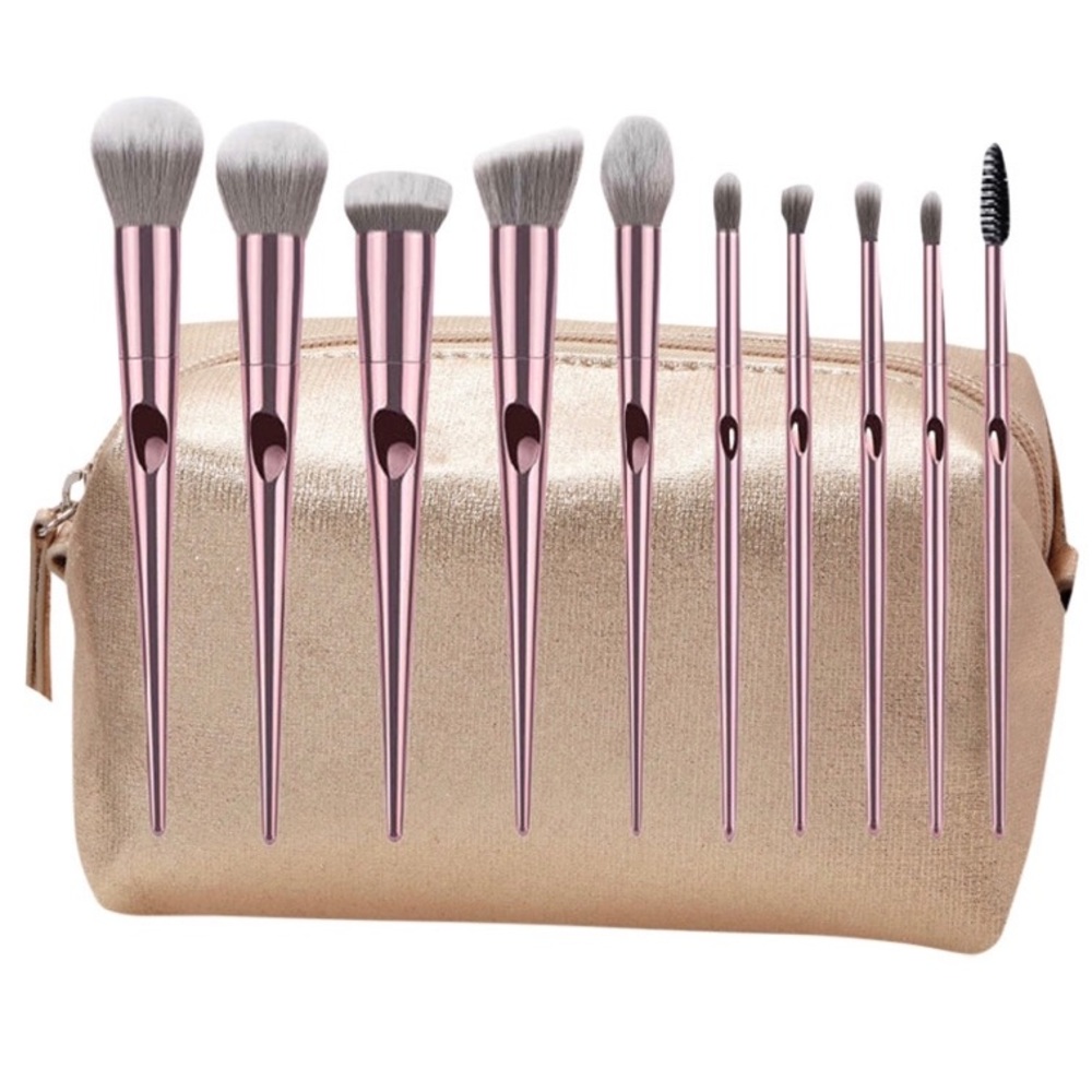 Zoë Ayla 10 Piece Makeup Brush Set with Makeup Bag
